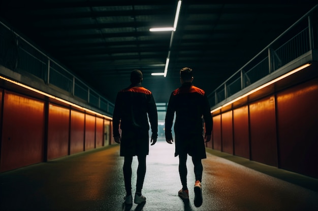 Foto gratuita vista de los futbolistas antes del partido.