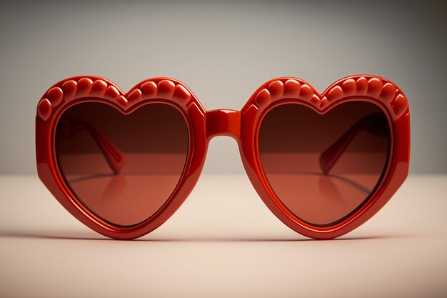 Vista de gafas de sol en forma de corazón