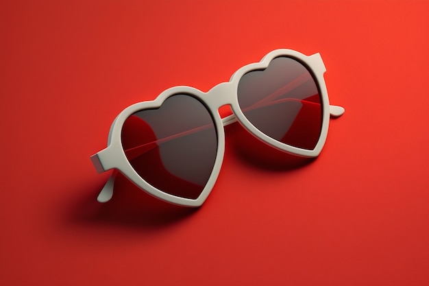 Vista de gafas de sol en forma de corazón