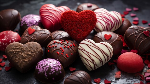 Vista de galletas dulces en forma de corazón