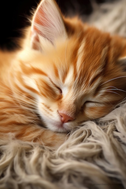 Foto gratuita vista de un gatito adorable durmiendo