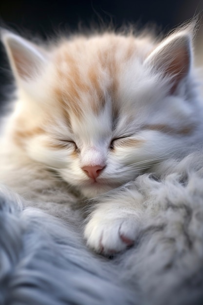 Foto gratuita vista de un gatito adorable durmiendo