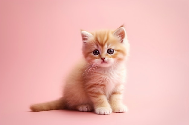 Foto gratuita vista de un gatito adorable con un fondo sencillo