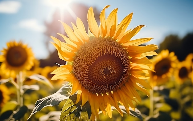 Vista del girasol en flor