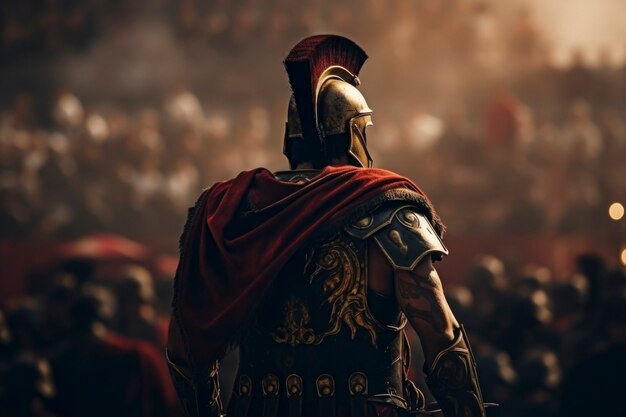 Vista del guerrero masculino del antiguo imperio romano