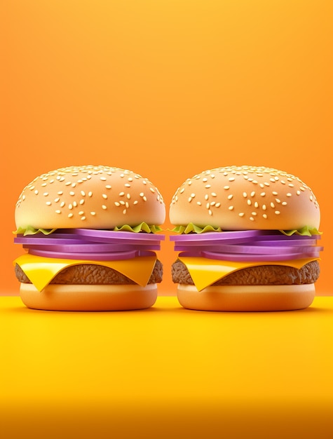 Foto gratuita vista de hamburguesas de aspecto delicioso en 3d