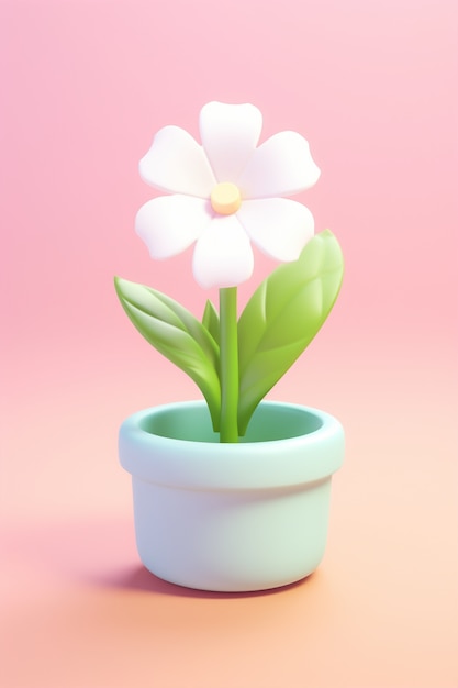 Foto gratuita vista de una hermosa flor 3d en maceta