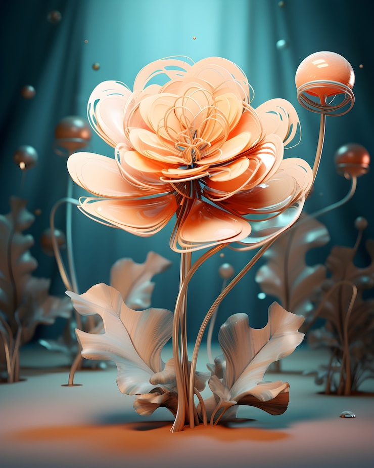 Foto gratuito vista de una hermosa flor en 3d