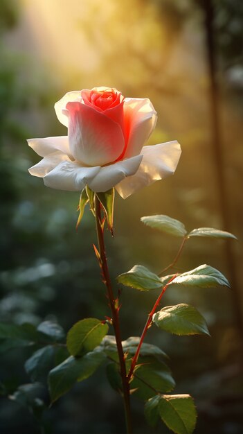 Vista de la hermosa flor rosa floreciente