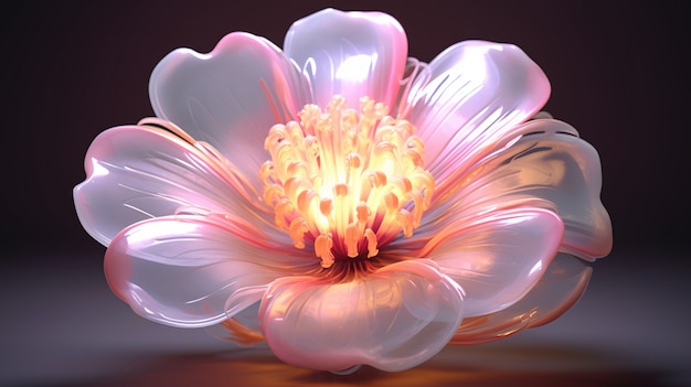 Vista de la hermosa flor translúcida 3d