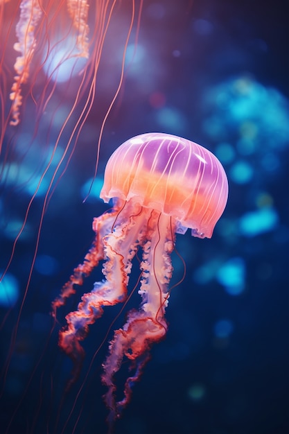 Vista de hermosas medusas nadando en el agua