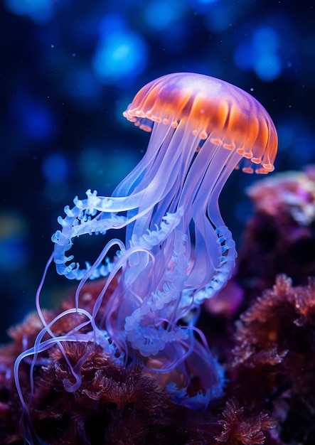 Vista de hermosas medusas nadando en el agua