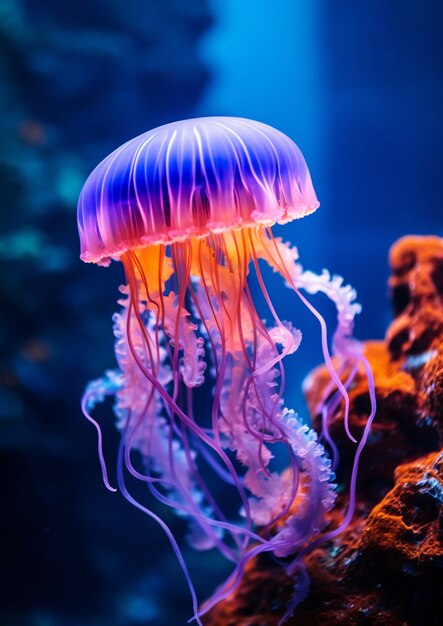 Vista de hermosas medusas nadando en el agua