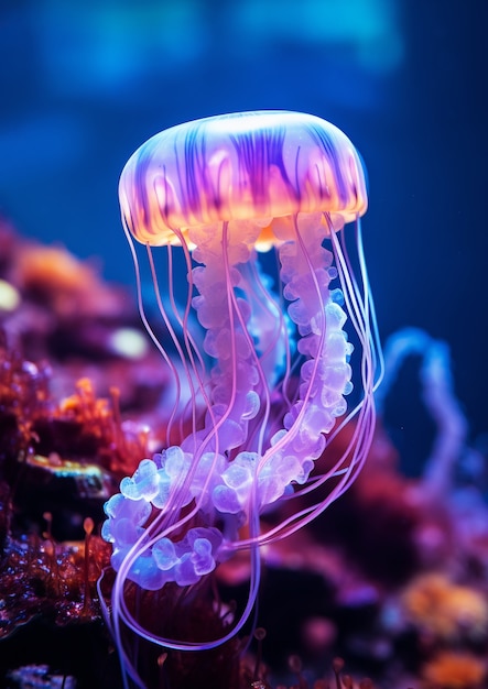 Foto gratuita vista de hermosas medusas nadando en el agua