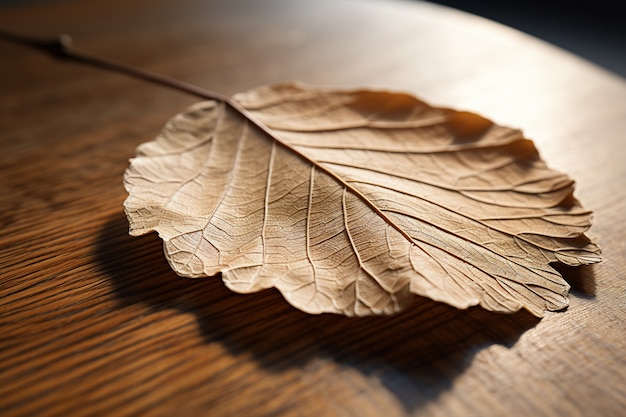 Vista de la hoja seca de otoño