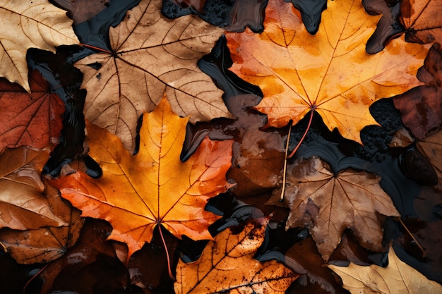 Vista de hojas secas de otoño