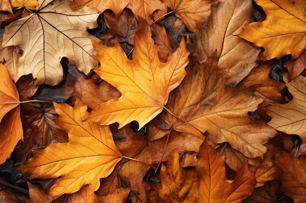 Vista de hojas secas de otoño