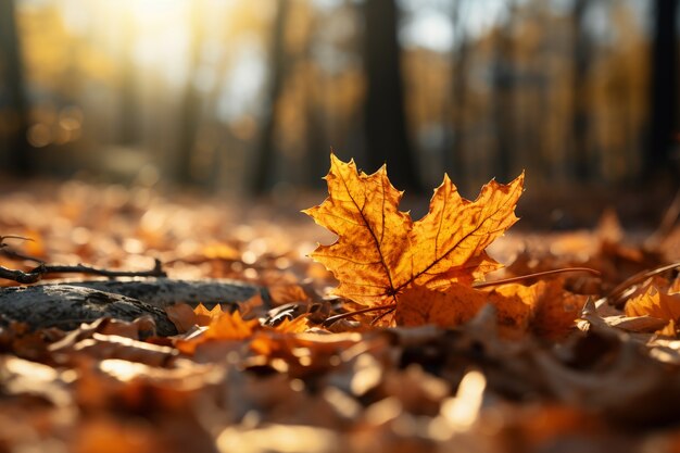 Vista de hojas secas de otoño