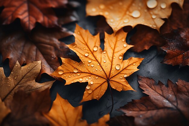 Vista de hojas secas de otoño