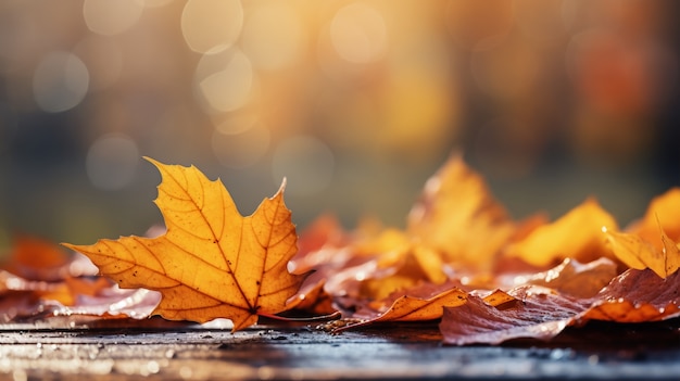 Vista de hojas secas de otoño