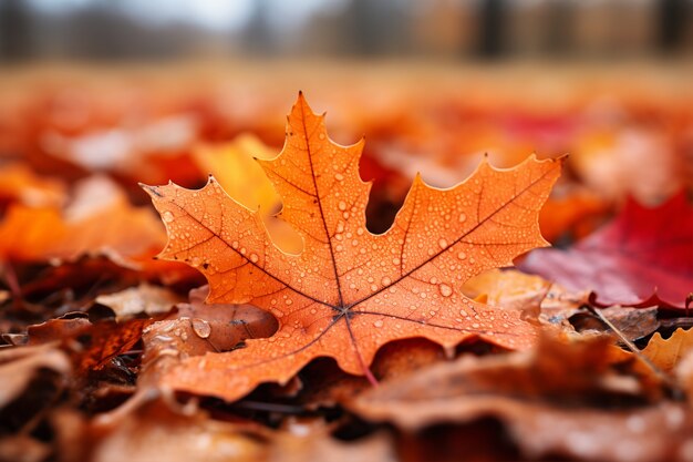 Vista de hojas secas de otoño