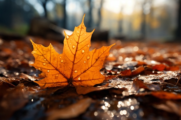 Vista de hojas secas de otoño