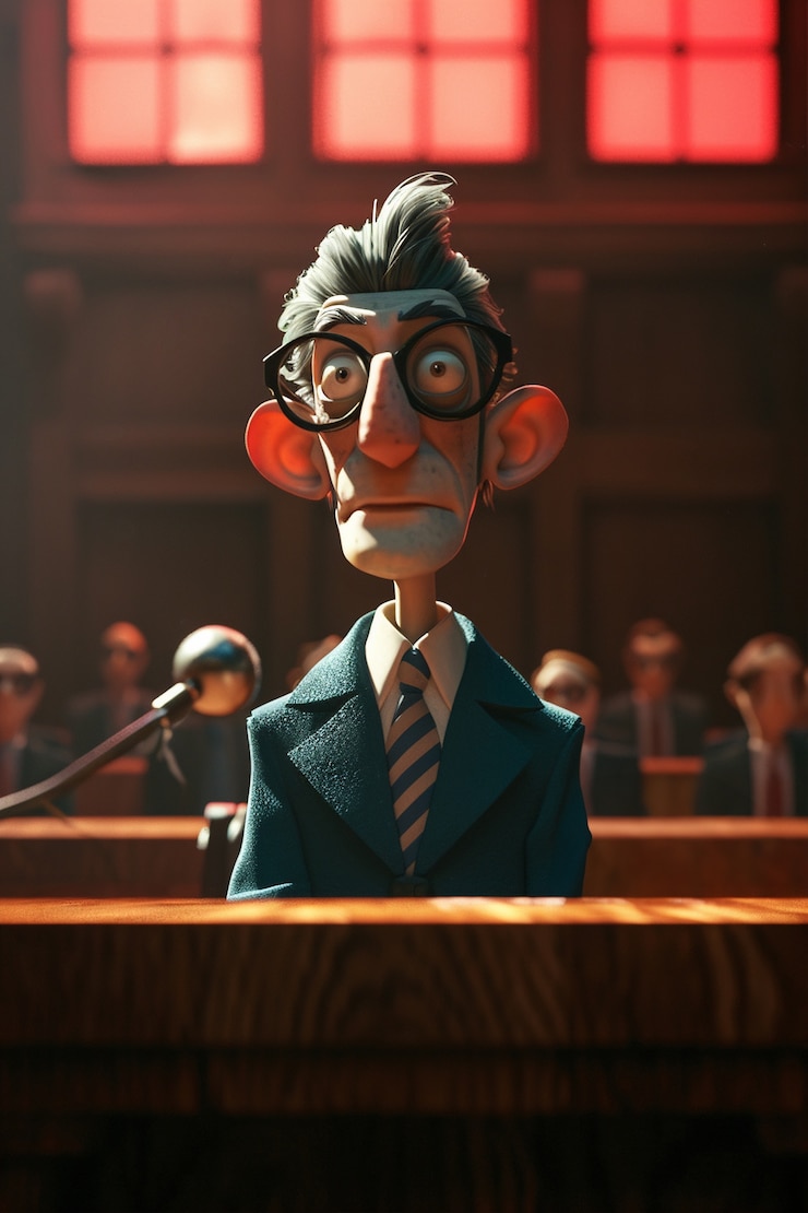 Foto gratuito vista del hombre 3d que trabaja en el campo de la justicia y la ley