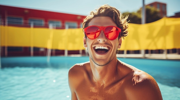 Vista de un hombre guapo en verano