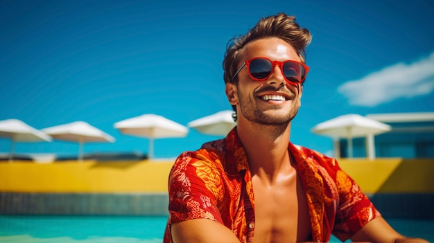 Vista de un hombre guapo en verano