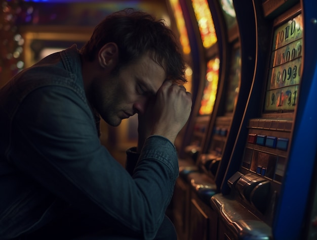 Foto gratuita vista de un hombre jugando en un casino