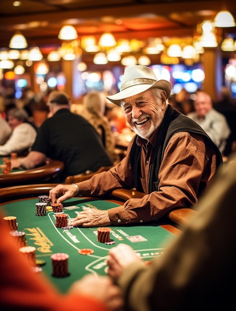 Foto gratuita vista de un hombre jugando en un casino