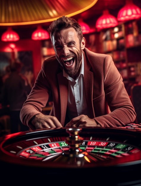 Foto gratuita vista de un hombre jugando en un casino