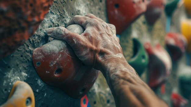 Vista de un hombre practicando escalada en roca en una pared de rocas