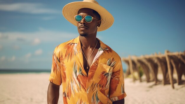 Vista de un hombre vestido con ropa de verano