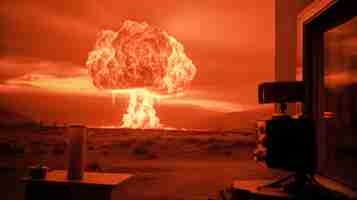 Foto gratuita vista del hongo apocalíptico de la explosión de una bomba nuclear