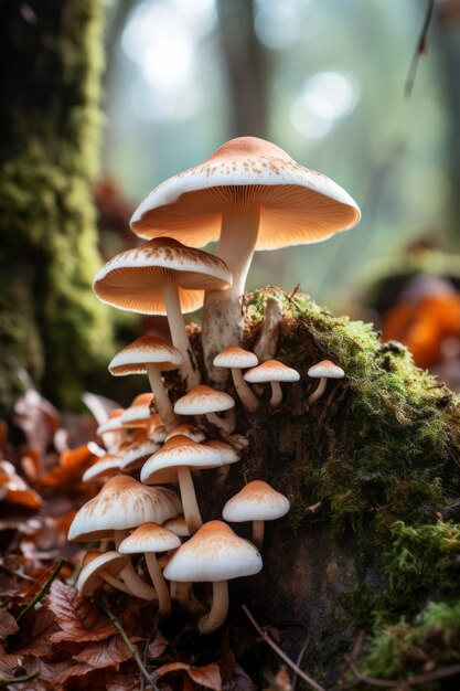 Vista de hongos que crecen en el bosque
