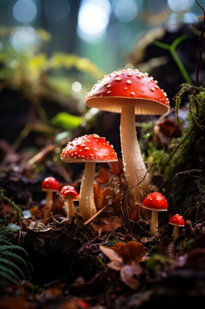 Vista de hongos que crecen en la naturaleza