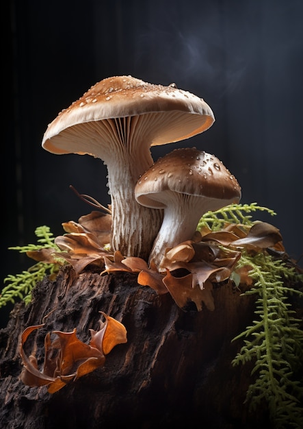 Vista de los hongos que crecen en la naturaleza