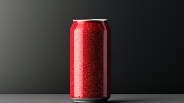 Vista horizontal de una maqueta de una lata de bebidas gaseosas
