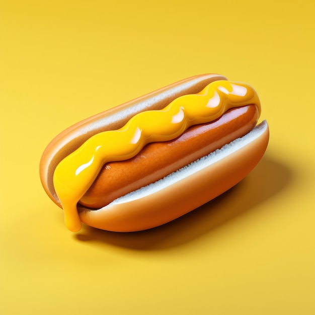 Vista del hot dog gráfico 3d