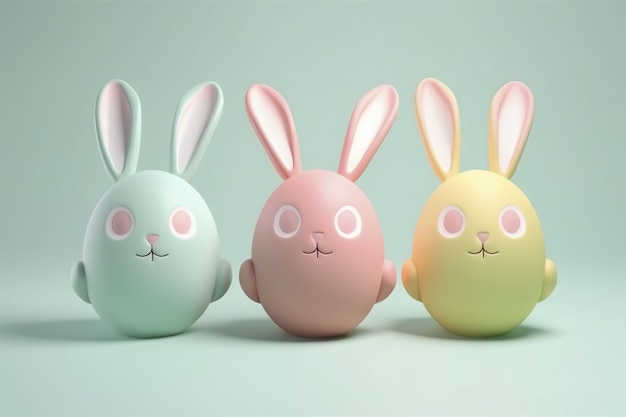 Foto gratuita vista de huevos de pascua con caras de dibujos animados