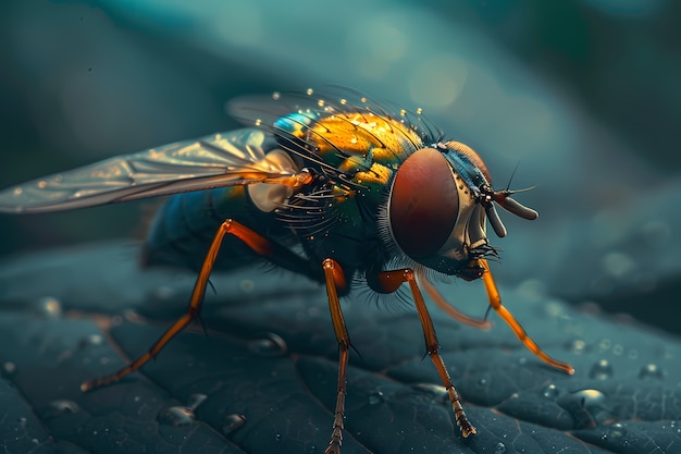 Foto gratuita vista de un insecto mosca con alas