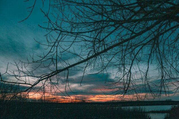 Vista inspiradora de la luz del atardecer