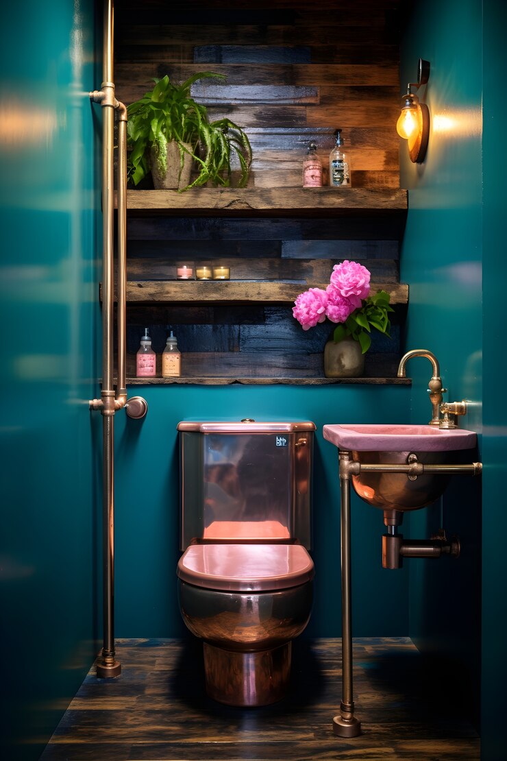 Foto gratuito vista del interior del baño pequeño con muebles y decoración de estilo moderno.