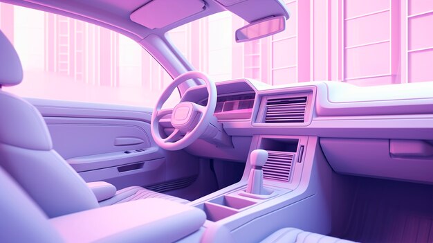 Vista del interior del coche en 3D.