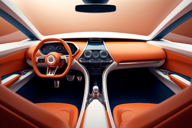 Vista del interior del coche en 3D.