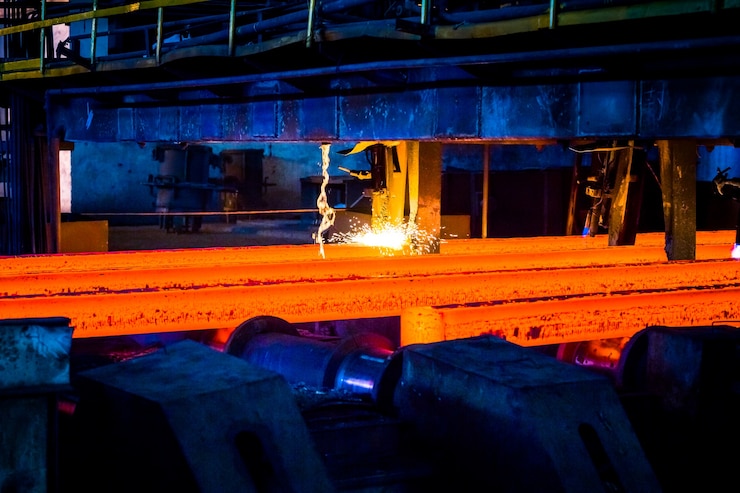 Foto gratuito vista interior de una fábrica de acero