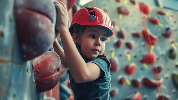 Vista de un joven escalando rocas y practicando el entrenamiento de bouldering