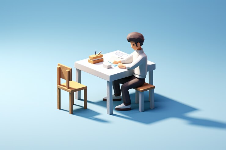 Foto gratuito vista de un joven estudiante de escuela 3d