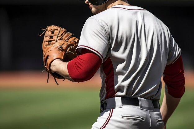 Foto gratuita vista de un jugador de béisbol masculino en el campo